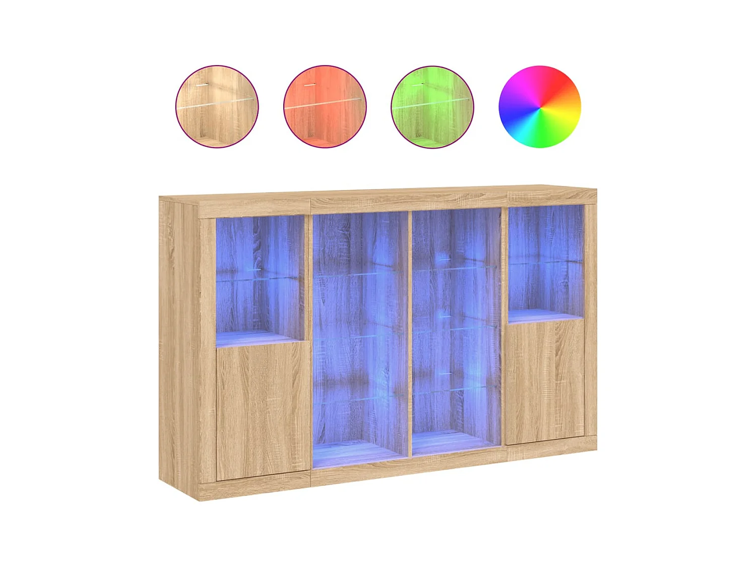 Credenze | Buffet | Armadi con Luci LED 3 pz Rovere Sonoma in Legno Multistrato