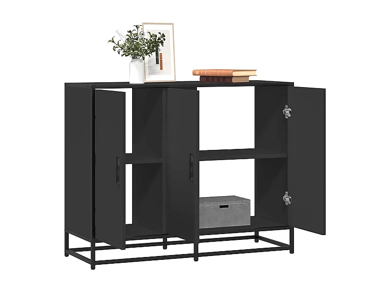 Credenza | Buffet | Armadio Nera 94x35x76 cm in Legno Multistrato
