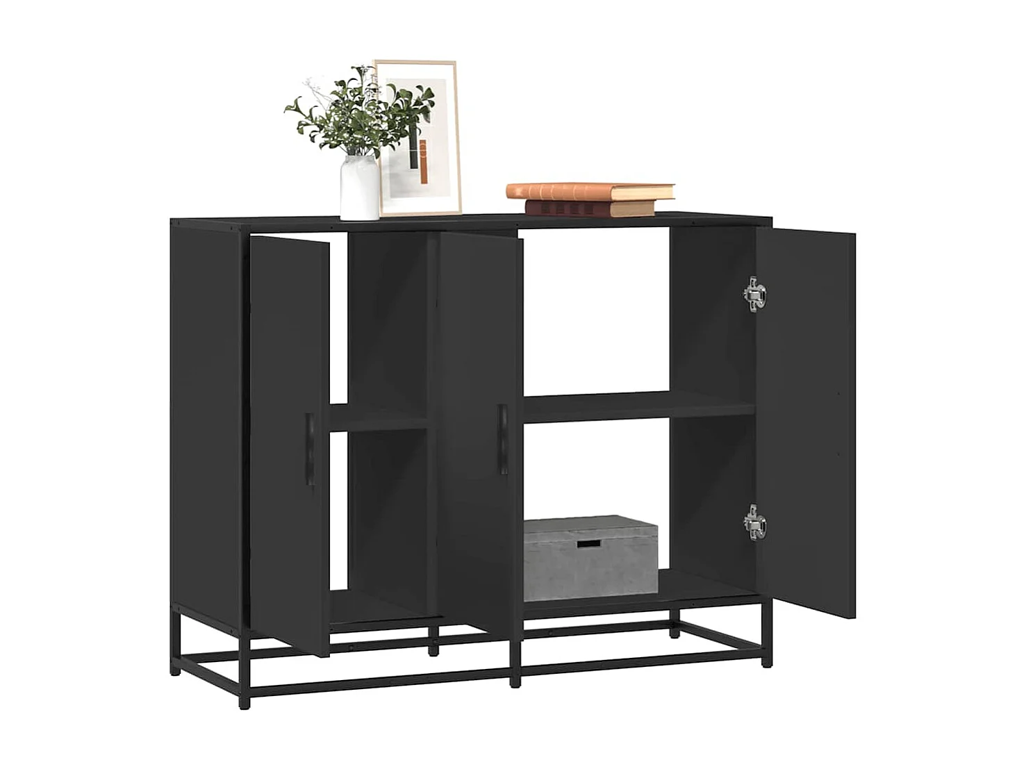Buffet | Bahut | Meuble de rangement noir 94x35x76 cm bois d’ingénierie
