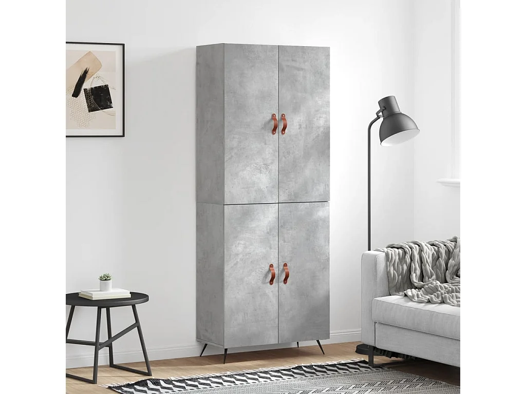 Credenza | Buffet | Armadio Grigio Cemento 69,5x34x180 cm in Legno Multistrato