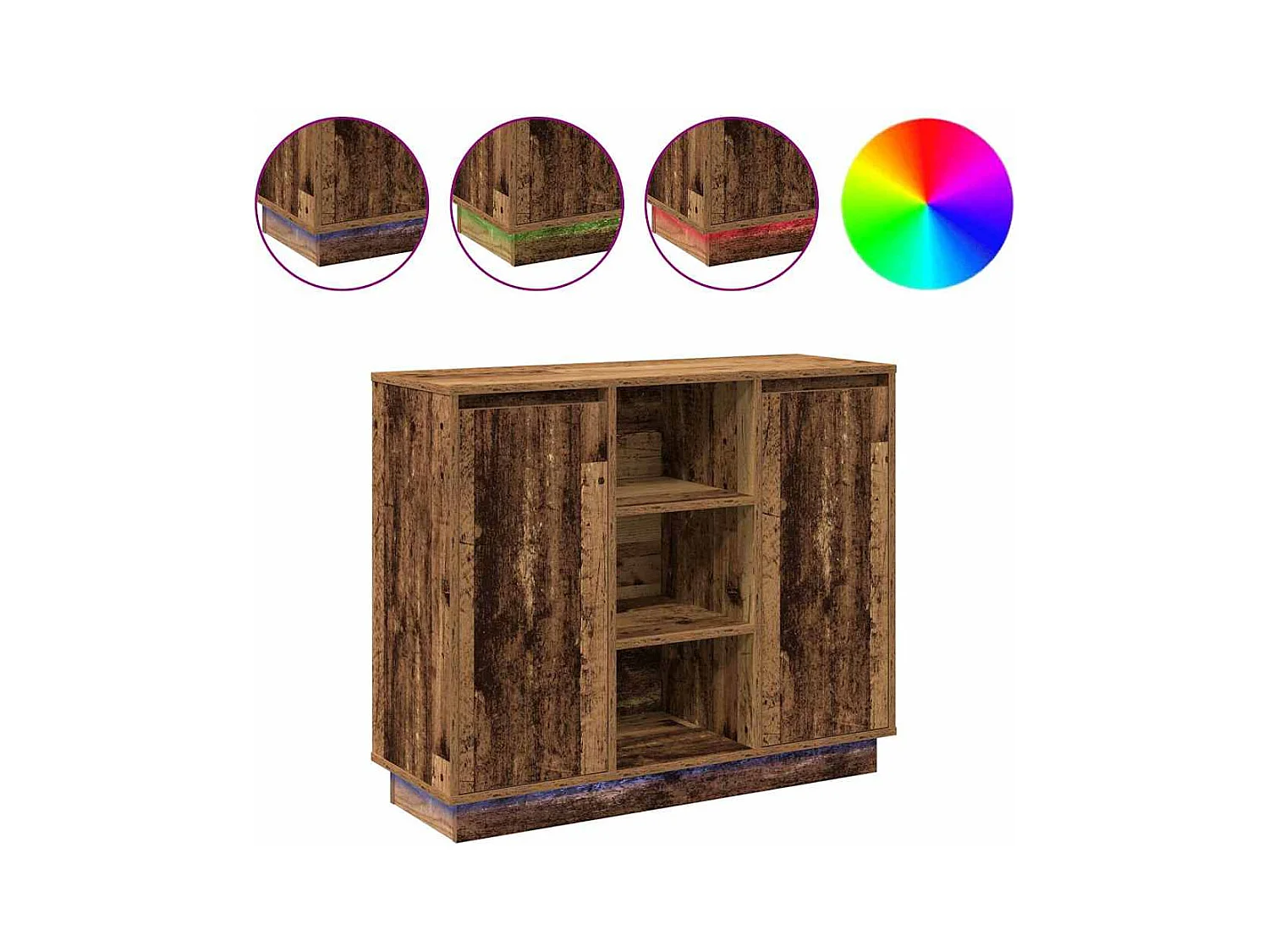 Mobile Sideboard | Credenza | Armadio con LED in Legno Vecchio 90x32x75 cm in Legno Ingengnerizzato