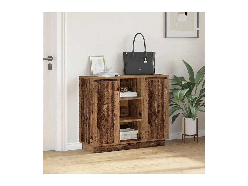 Mobile Sideboard | Credenza | Armadio con LED in Legno Vecchio 90x32x75 cm in Legno Ingengnerizzato