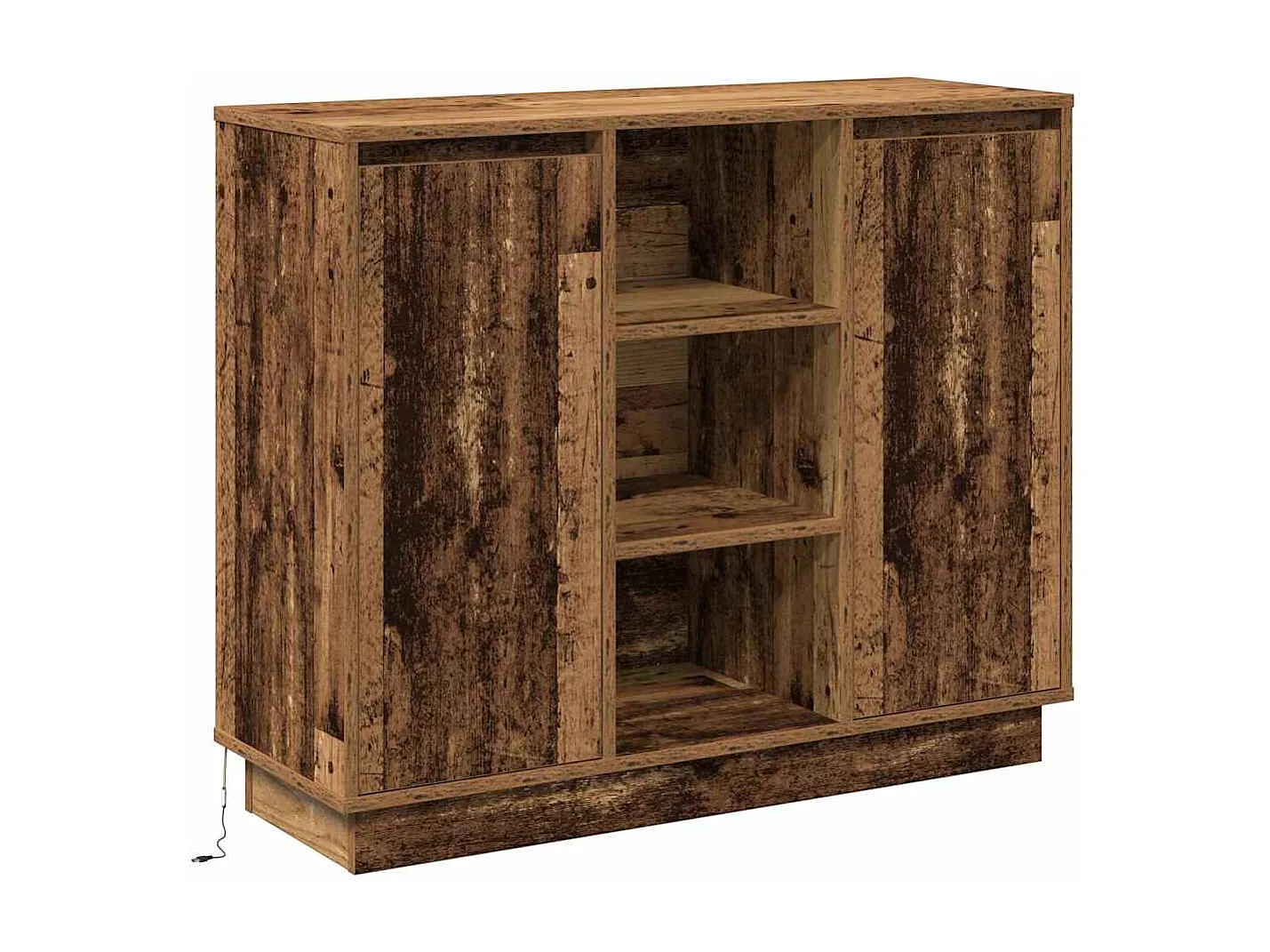 Buffet | Bahut | Meuble de rangement avec LED Bois Vieilli 90x32x75 cm Bois d'ingénierie