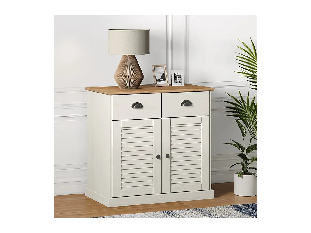 Buffet | Commode à tiroir | Meuble de rangement avec tiroirs VIGO 78x40x75 cm blanc bois massif de pin