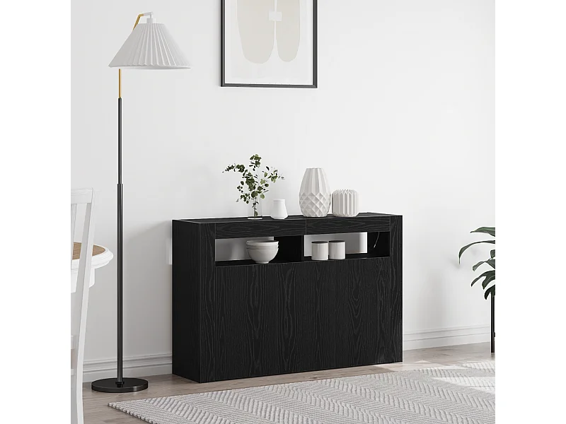 Buffet | Bahut | Meuble de rangement Chêne noir Bois aggloméré 116 x 30 x 75 cm Buffet | Bahut | Meuble de rangement moderne