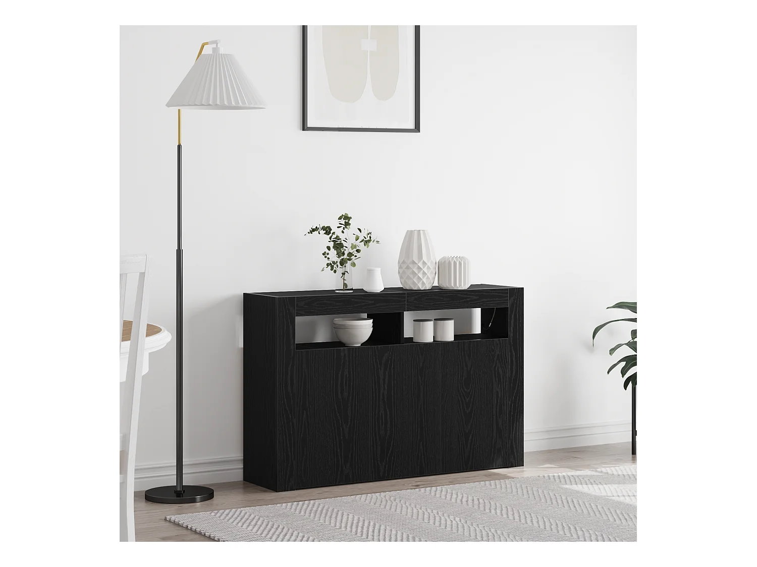 Buffet | Bahut | Meuble de rangement Chêne noir Bois aggloméré 116 x 30 x 75 cm Buffet | Bahut | Meuble de rangement moderne