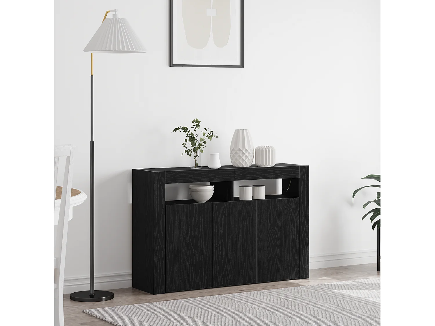 Buffet | Bahut | Meuble de rangement Chêne noir Bois aggloméré 116 x 30 x 75 cm Buffet | Bahut | Meuble de rangement moderne