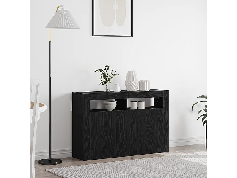 Buffet | Bahut | Meuble de rangement Chêne noir Bois aggloméré 116 x 30 x 75 cm Buffet | Bahut | Meuble de rangement moderne