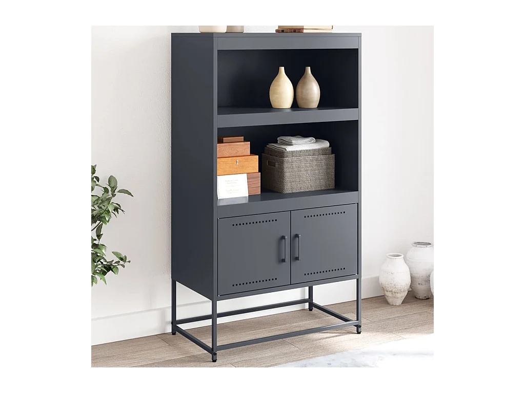 Buffet | Bahut | Meuble de rangement haut anthracite 68,5x38,5x123,5 cm acier