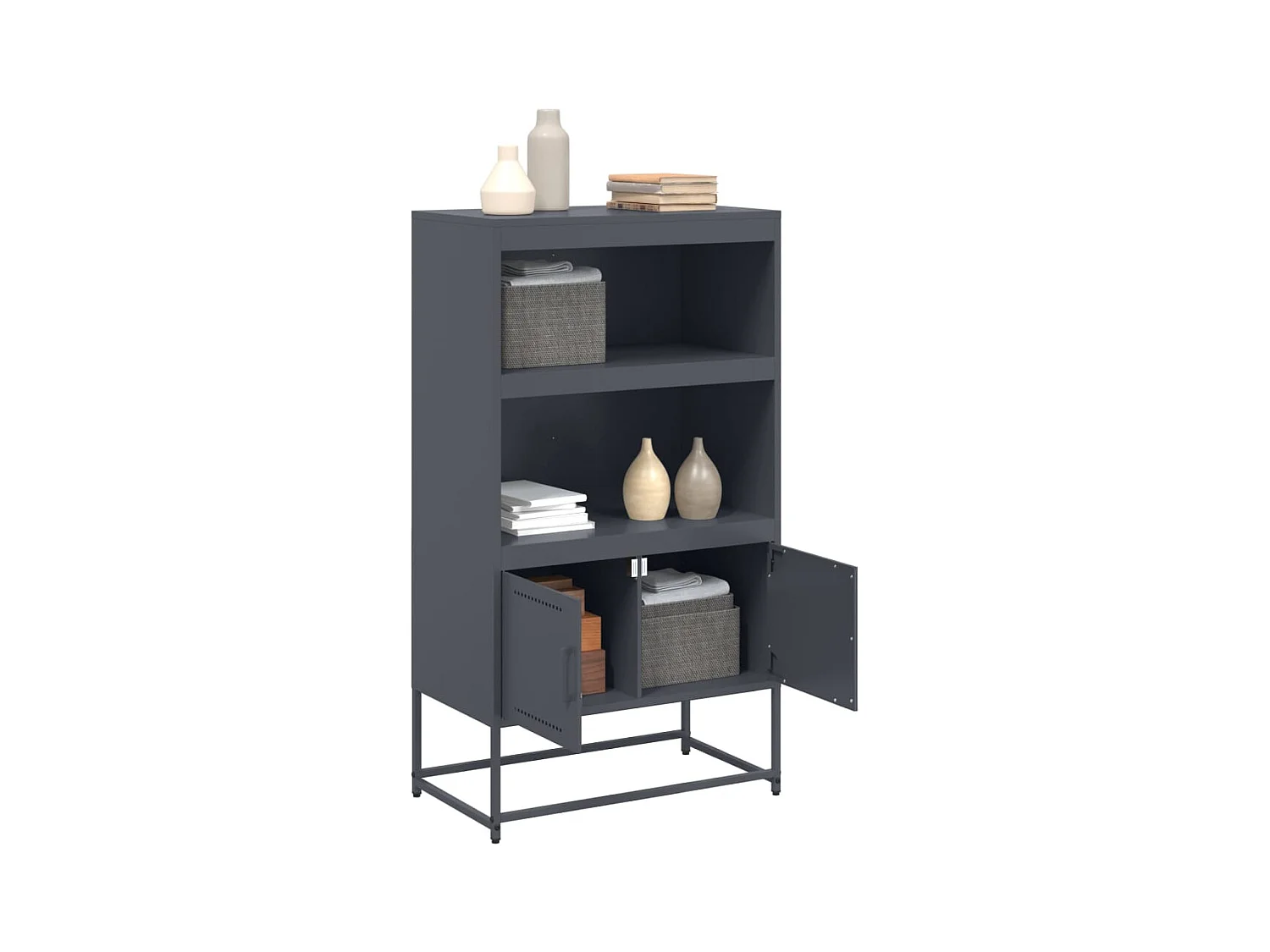 Buffet | Bahut | Meuble de rangement haut anthracite 68,5x38,5x123,5 cm acier