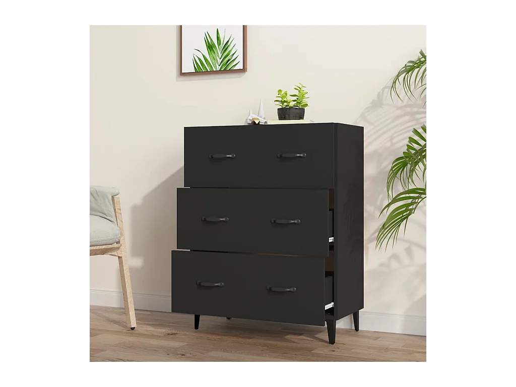 Buffet | Bahut | Meuble de rangement noir 69,5x34x90 cm bois d'ingénierie