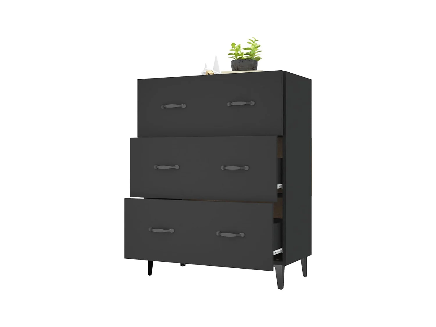 Buffet | Bahut | Meuble de rangement noir 69,5x34x90 cm bois d'ingénierie