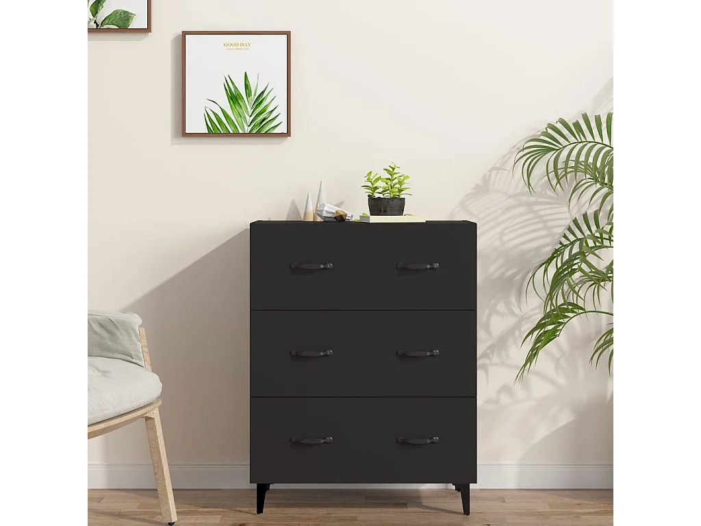 Buffet | Bahut | Meuble de rangement noir 69,5x34x90 cm bois d'ingénierie