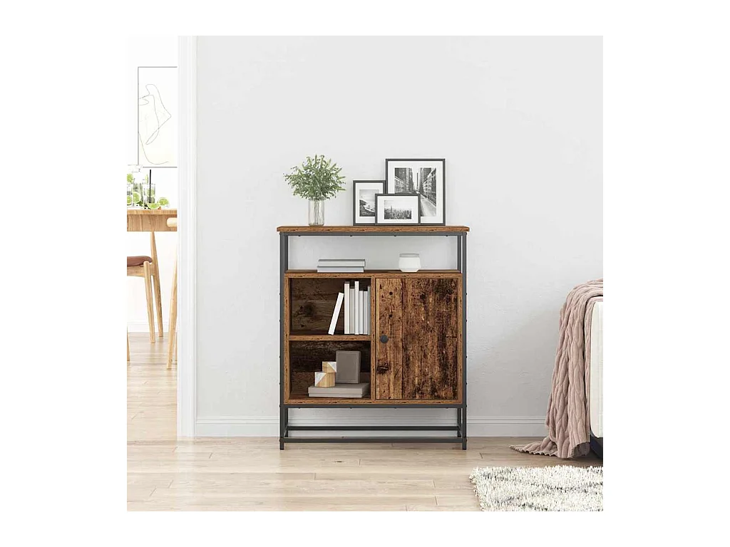 Credenza | Buffet | Armadio In Legno Invecchiato 69x35x80 cm Legno Ingegnerizzato e Acciaio