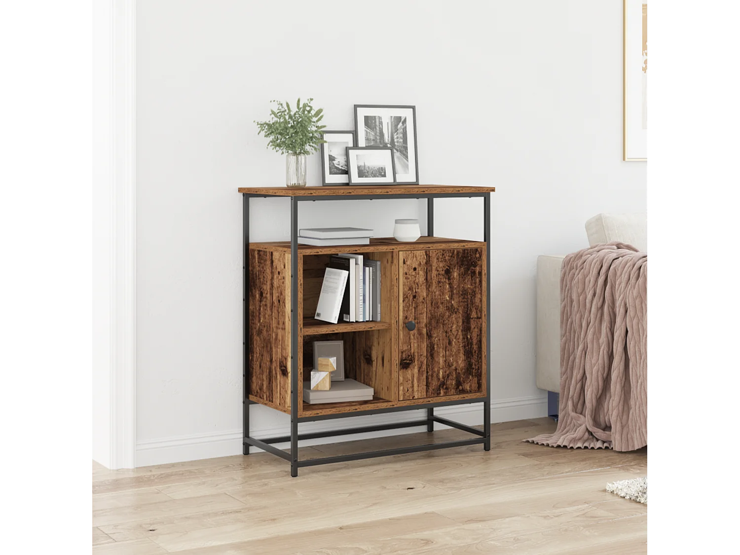Buffet | Bahut | Meuble de rangement en vieux bois 69x35x80 cm en bois d'ingénierie et en acier