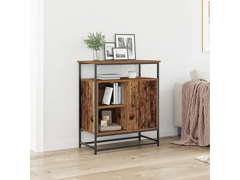 Buffet | Bahut | Meuble de rangement en vieux bois 69x35x80 cm en bois d'ingénierie et en acier