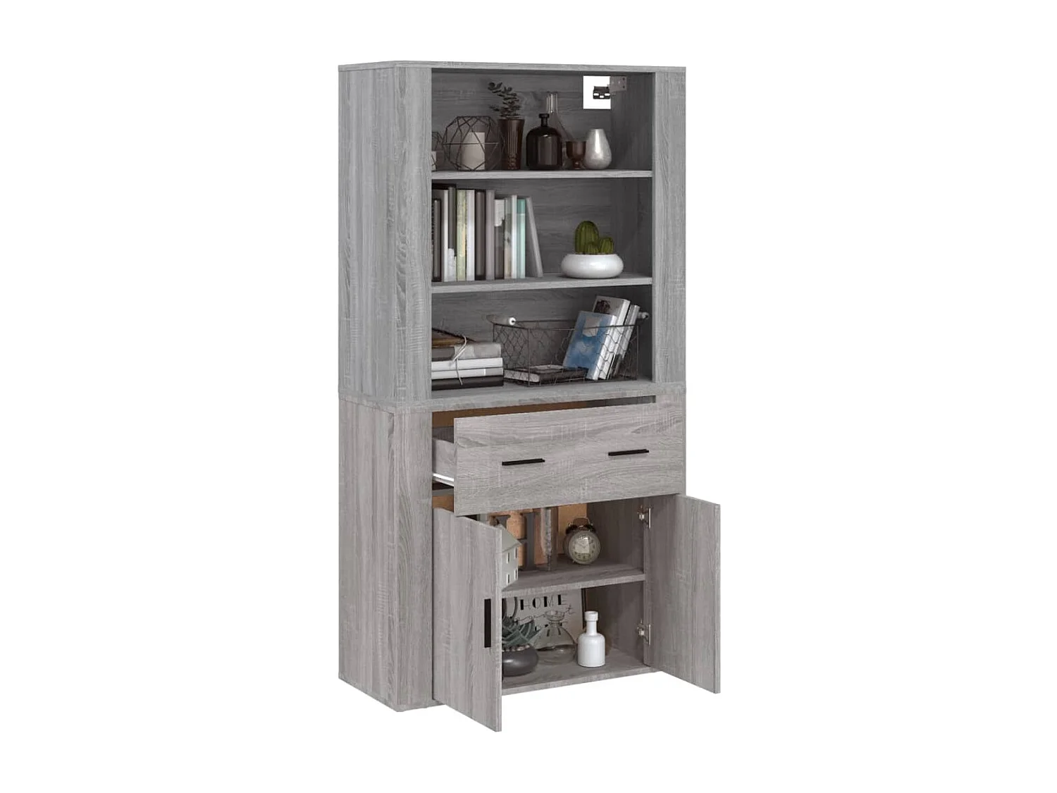 Buffet | Bahut | Meuble de rangement haut Sonoma gris Bois d'ingénierie