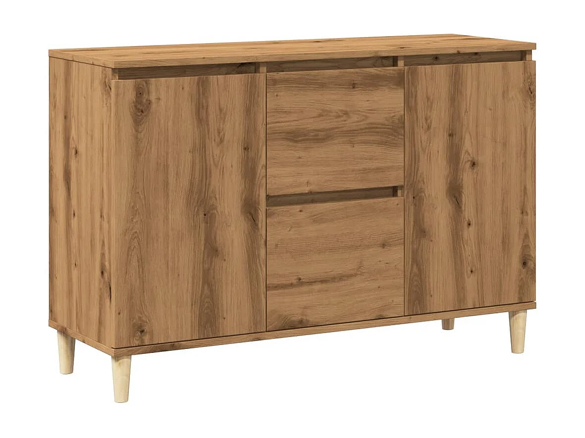 Buffet | Bahut | Meuble de rangement chêne artisanal 102x35x70 cm bois d'ingénierie