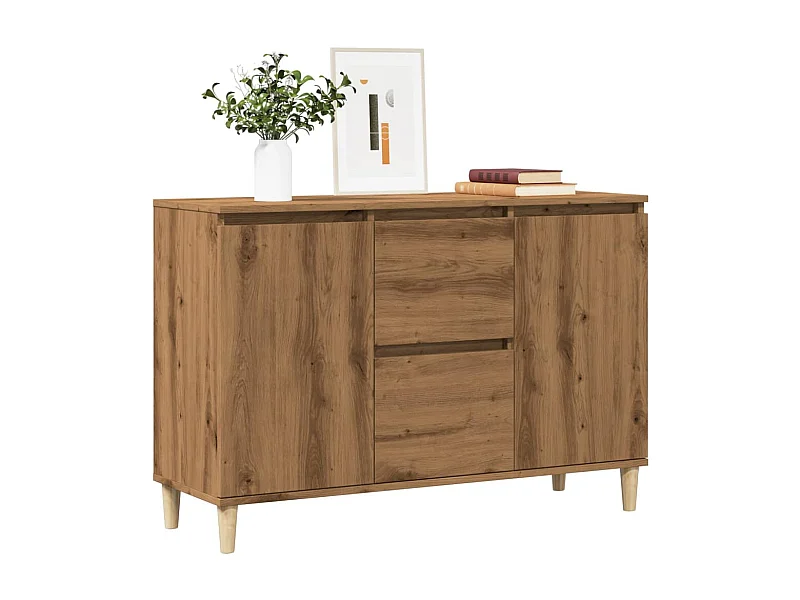 Buffet | Bahut | Meuble de rangement chêne artisanal 102x35x70 cm bois d'ingénierie