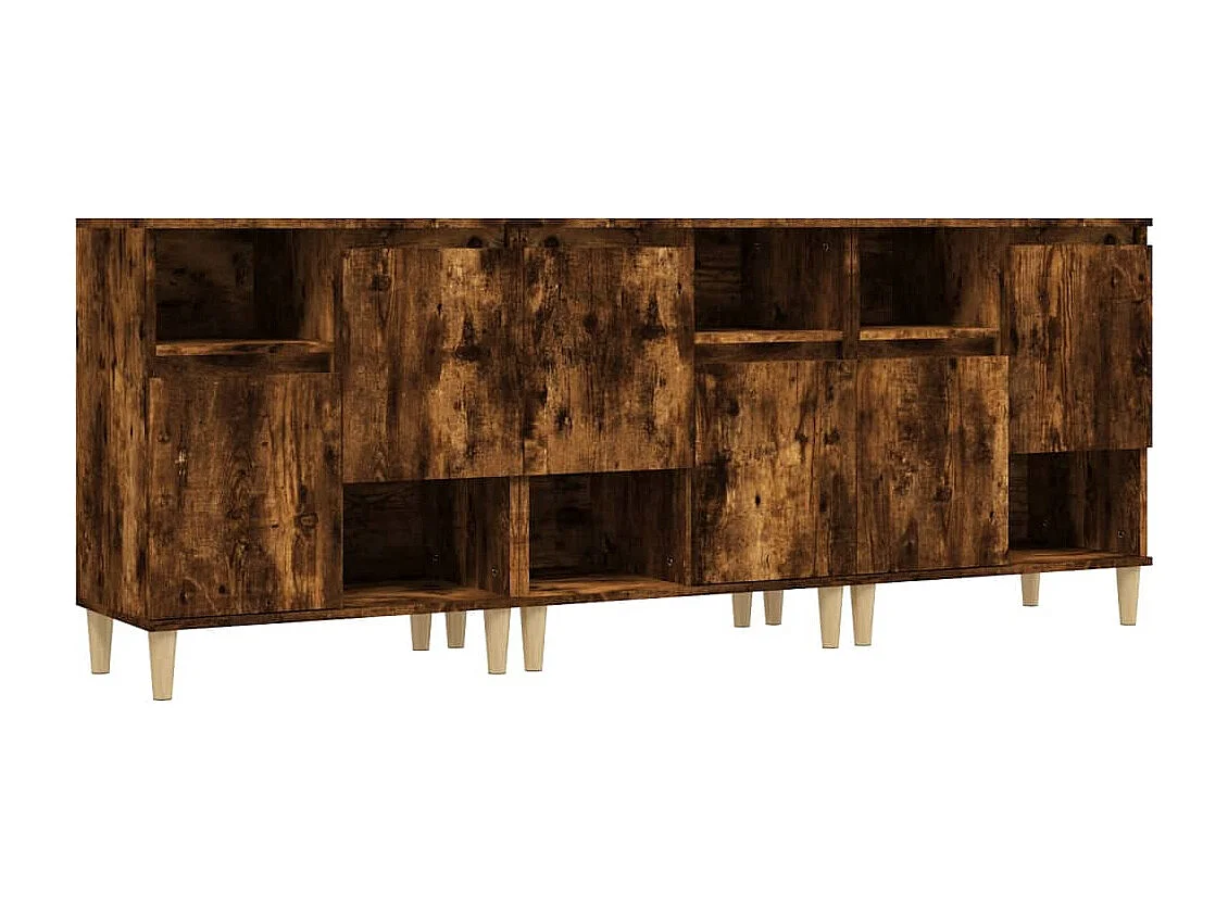 Buffets | Sideboards | Dressoirs 3 st 60x35x70 cm bewerkt hout gerookt eikenkleurig