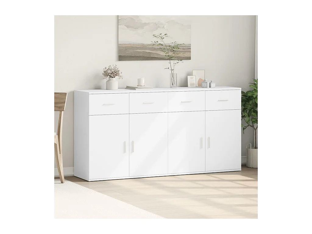 Buffets | Bahuts | Meuble de rangement 2 pcs blanc 79x38x80 cm bois d’ingénierie