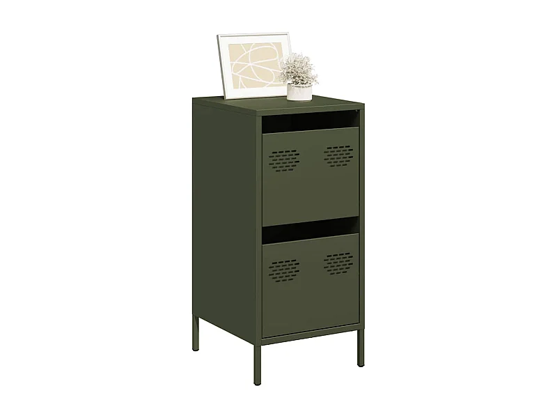 Buffet | Commode à tiroir | Meuble de rangement vert olive 35x39x73,5 cm acier laminé à froid