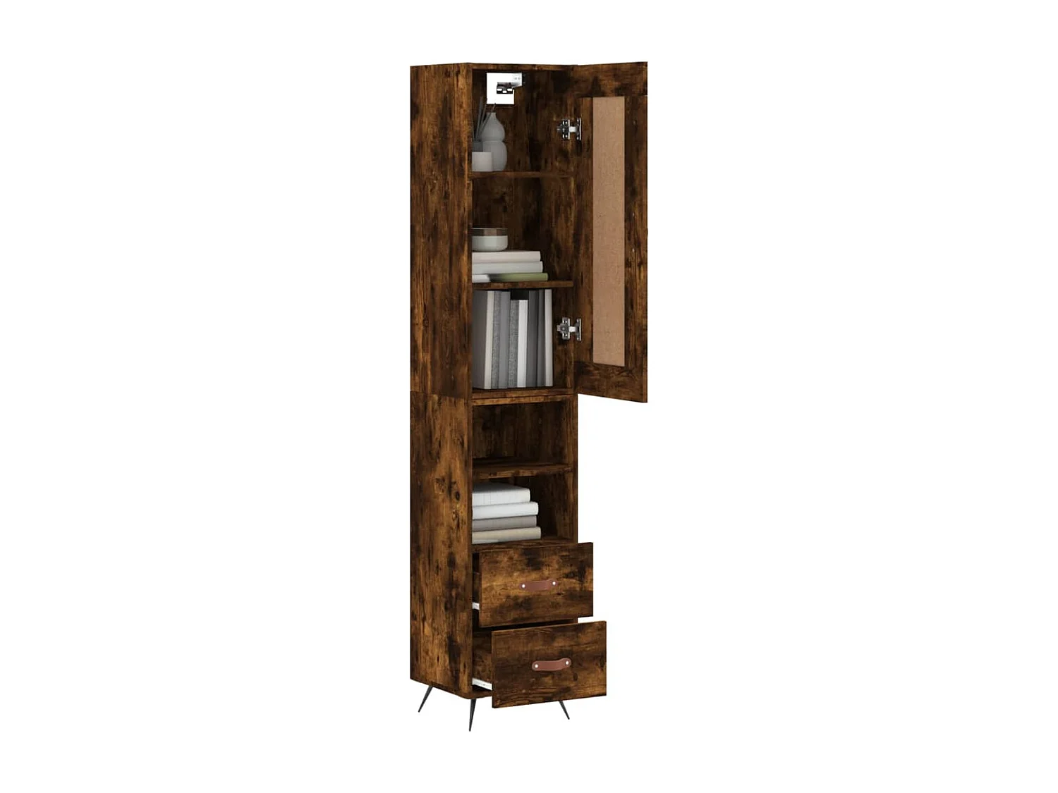 Buffet | Bahut | Meuble de rangement haut Chêne fumé 34,5x34x180 cm Bois d'ingénierie