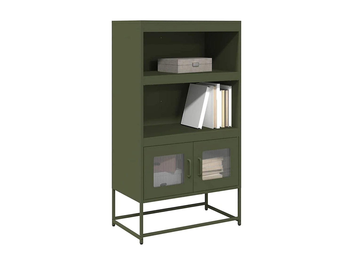 Buffet | Bahut | Meuble de rangement haut vert olive 68x39x123 cm acier