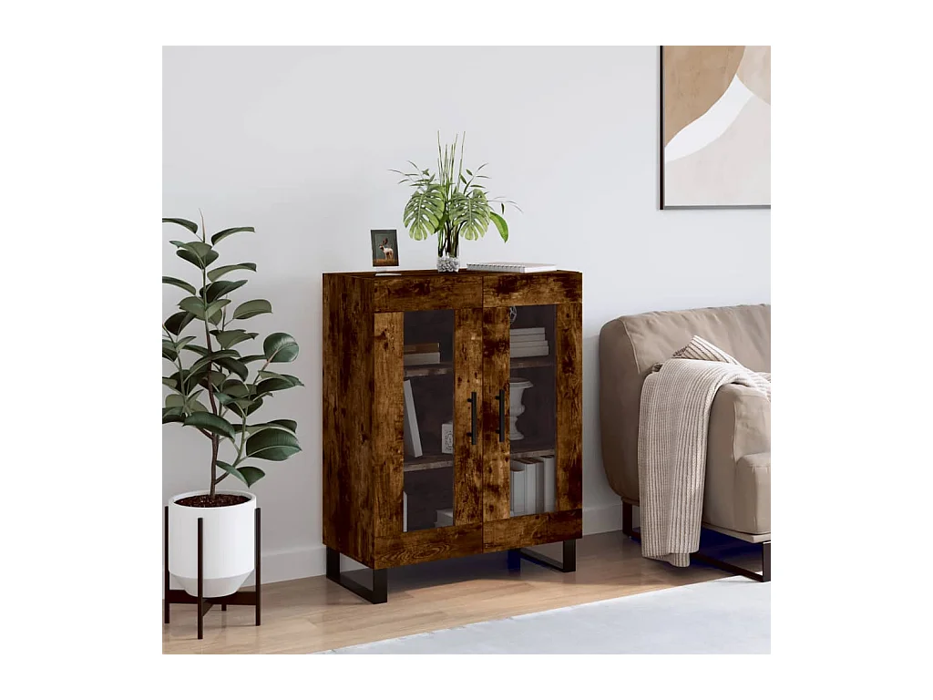 Buffet | Bahut | Meuble de rangement chêne fumé 69,5x34x90 cm bois d'ingénierie