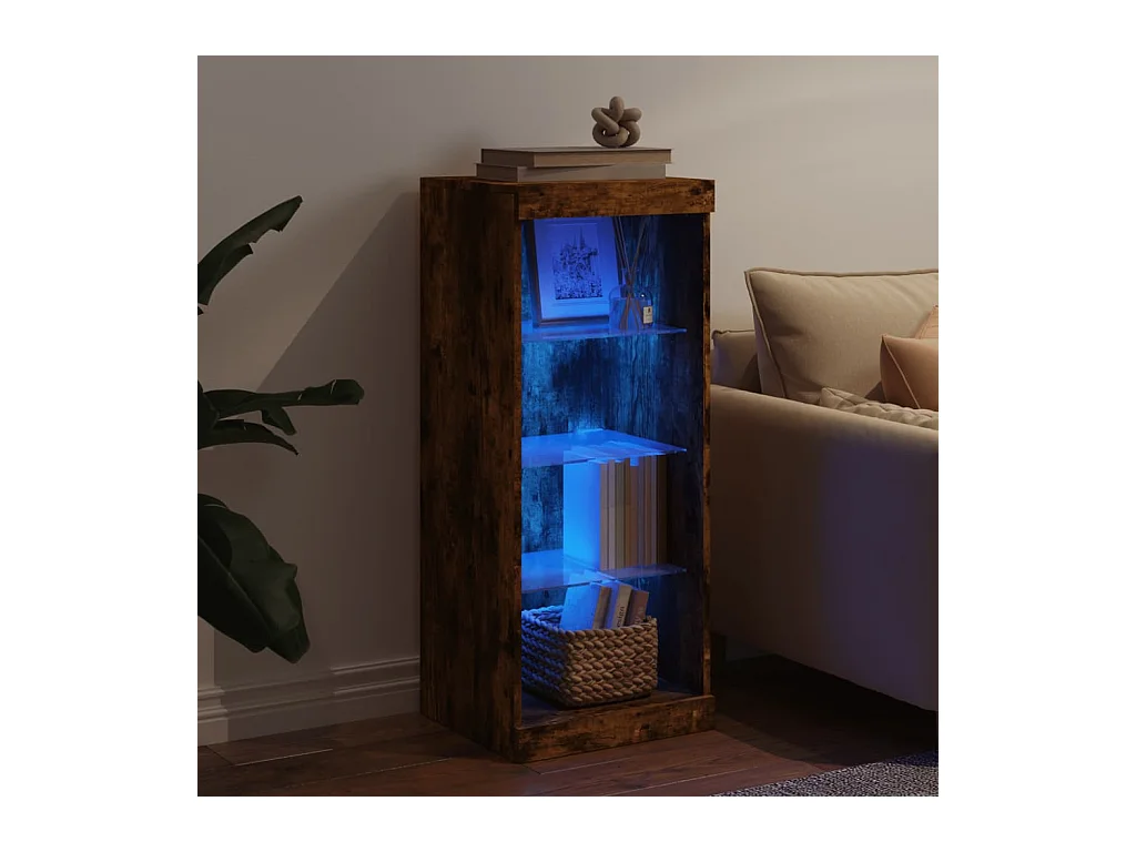 Buffet | Bahut | Meuble de rangement avec lumières LED chêne fumé 41x37x100 cm