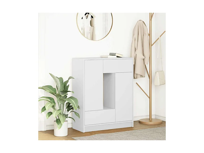 Credenza | Buffet | Armadio con Cassetti e Ante Bianco 73x31x90 cm