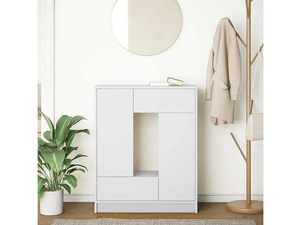 Buffet | Commode à tiroir | Meuble de rangement avec tiroirs et portes blanc 73x31x90 cm