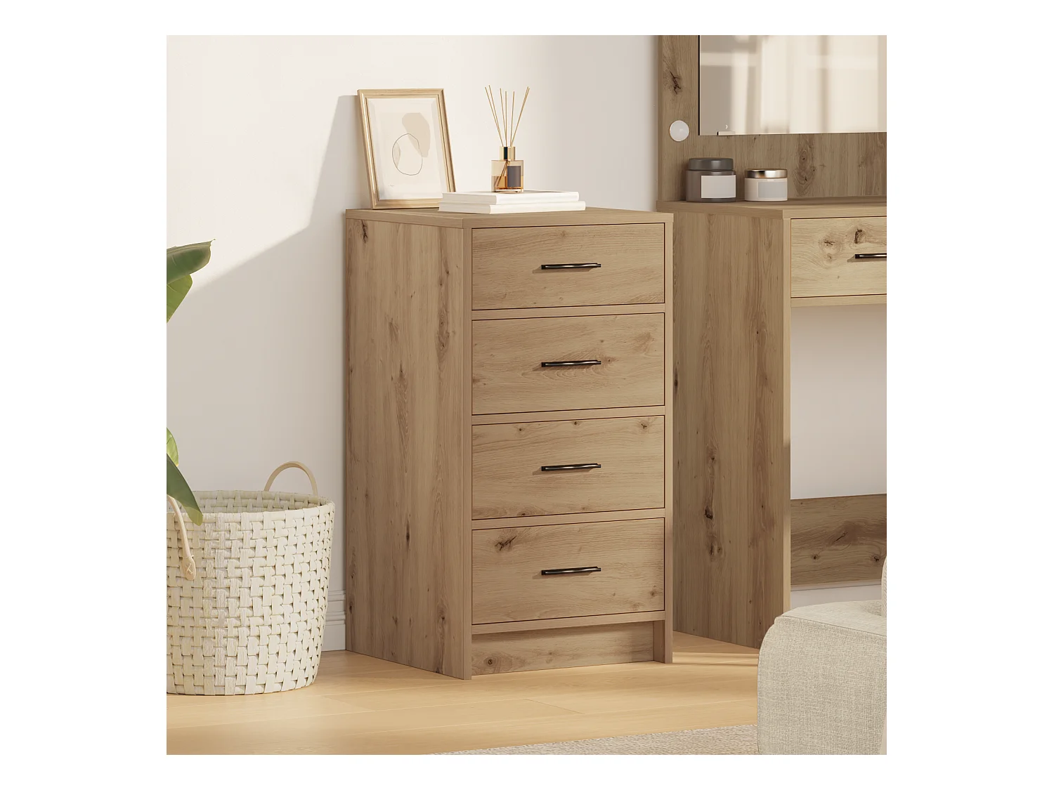 Buffet | Bahut | Meuble de rangement en chêne artisanal 40x41x75 cm Bois d'ingénierie