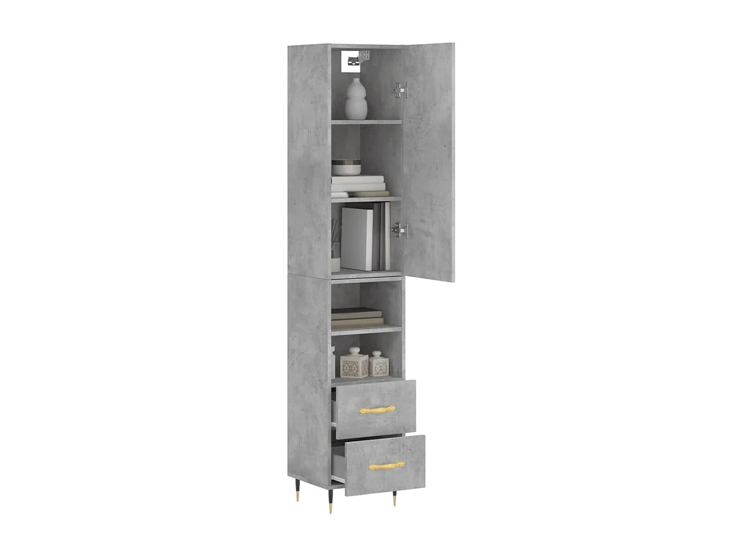 Credenza | Buffet | Armadio Grigio Cemento 34,5x34x180 cm in Legno Multistrato