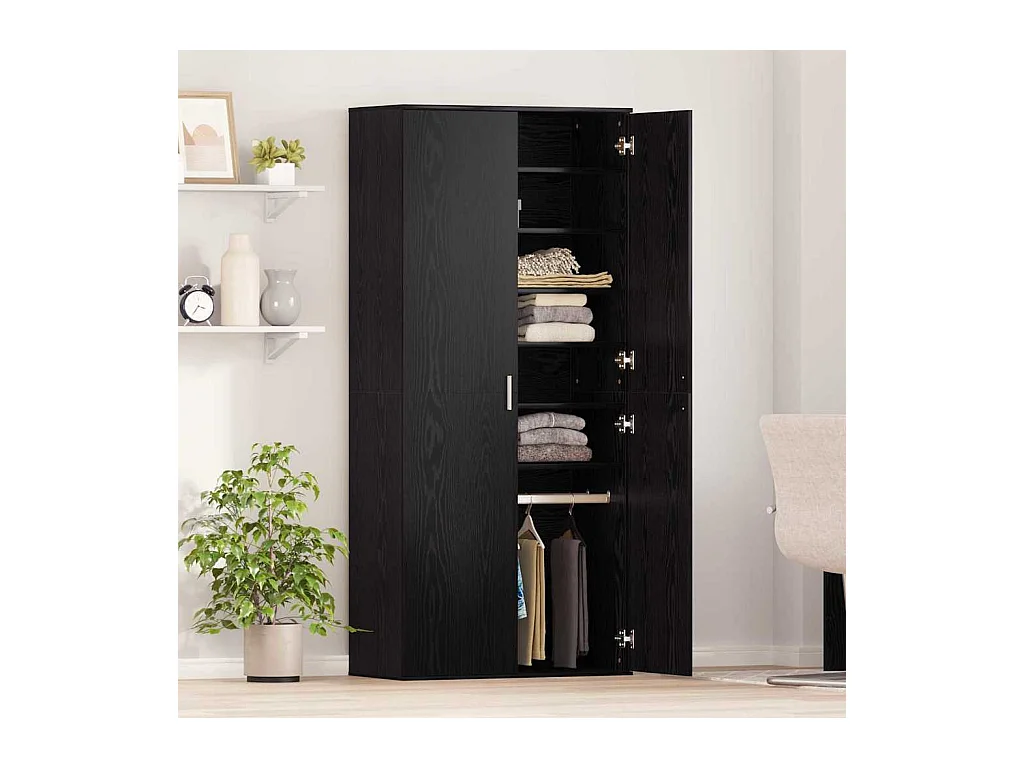 Buffet | Bahut | Meuble de rangement Chêne Noir 80x39x178 cm Bois aggloméré