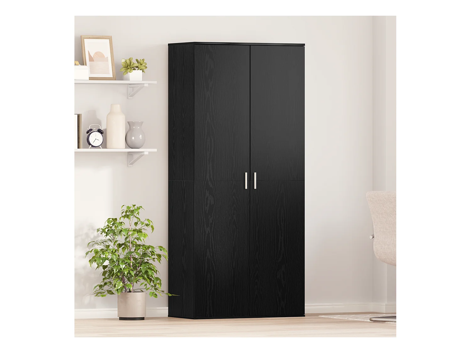 Highboard | Credenza| Armadio alto Rovere Nero 80x39x178 cm Legno Ingegnerizzato