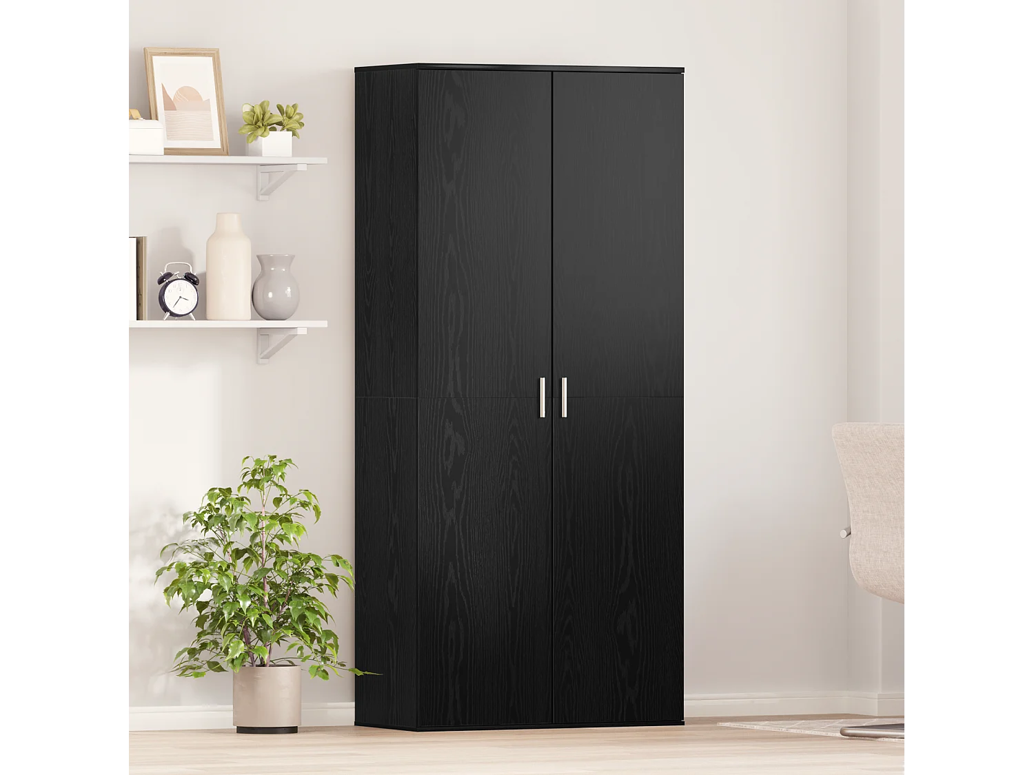 Buffet | Bahut | Meuble de rangement Chêne Noir 80x39x178 cm Bois aggloméré