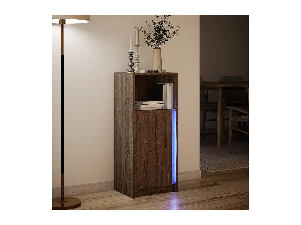Buffet | Bahut | Meuble de rangement avec LED chêne marron 42,5x34x100 cm bois d'ingénierie