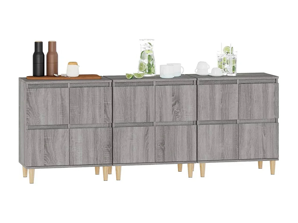 Credenze | Buffet | Armadi 3pz Grigio Sonoma 60x35x70 cm in Legno Multistrato