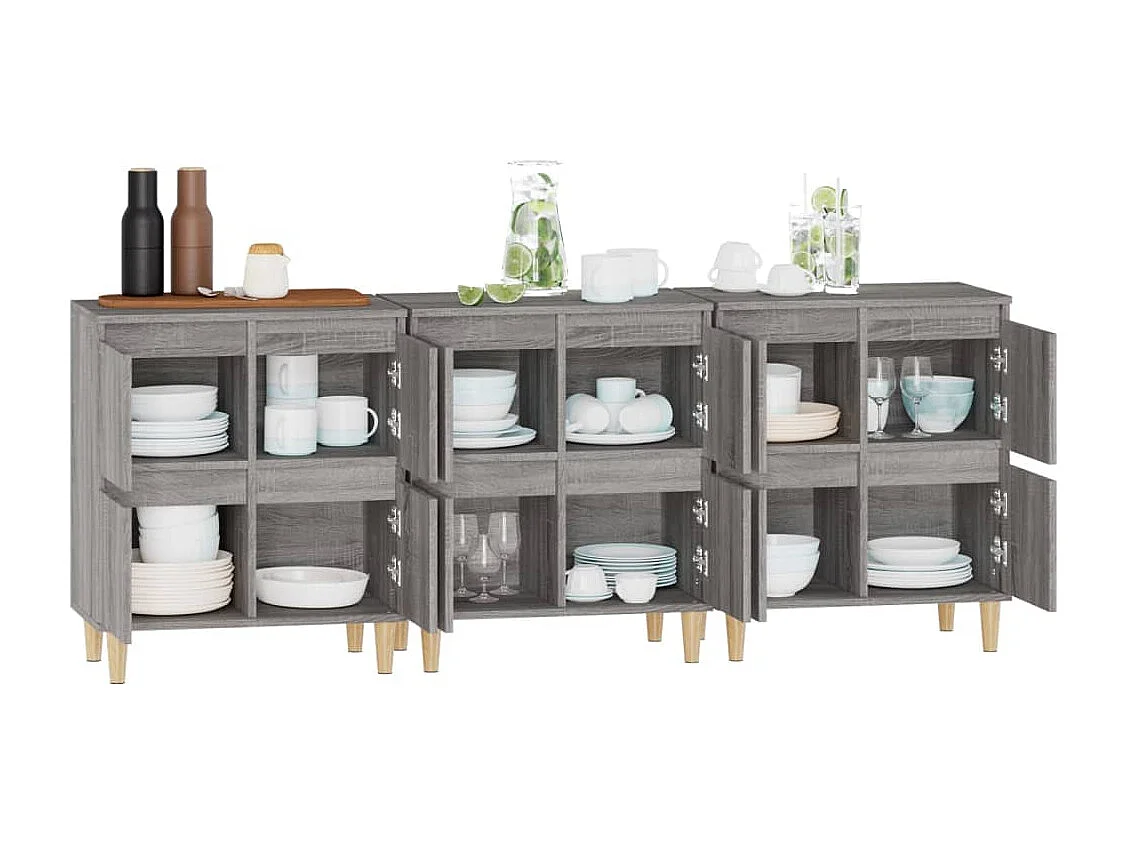 Credenze | Buffet | Armadi 3pz Grigio Sonoma 60x35x70 cm in Legno Multistrato