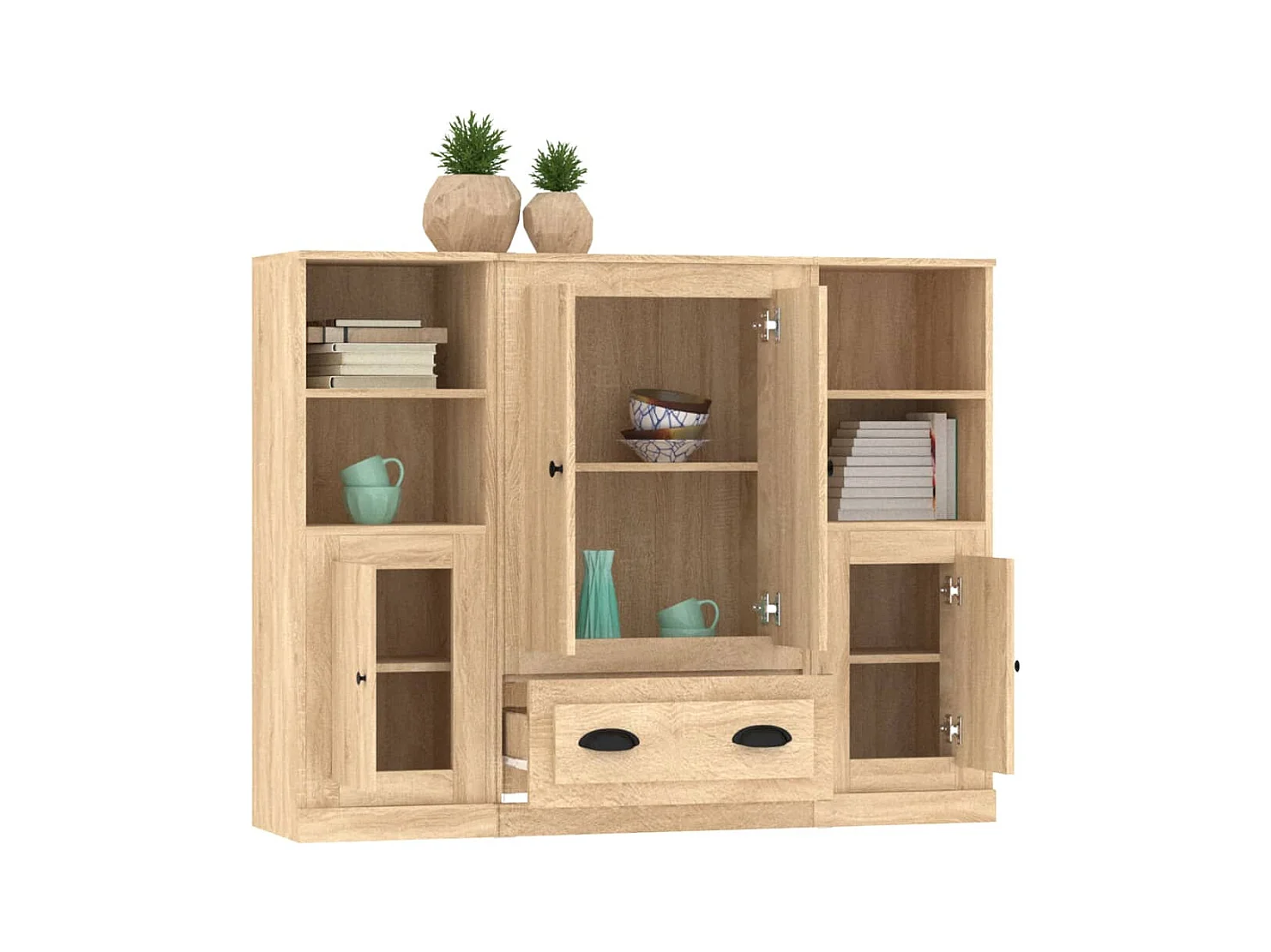 Credenze | Buffet | Armadi 3 pz Rovere Sonoma in Legno Multistrato