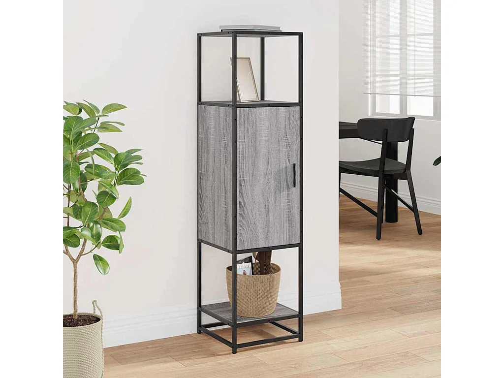 Buffet | Bahut | Meuble de rangement haut sonoma gris 35,5x35x139 cm bois d'ingénierie métal