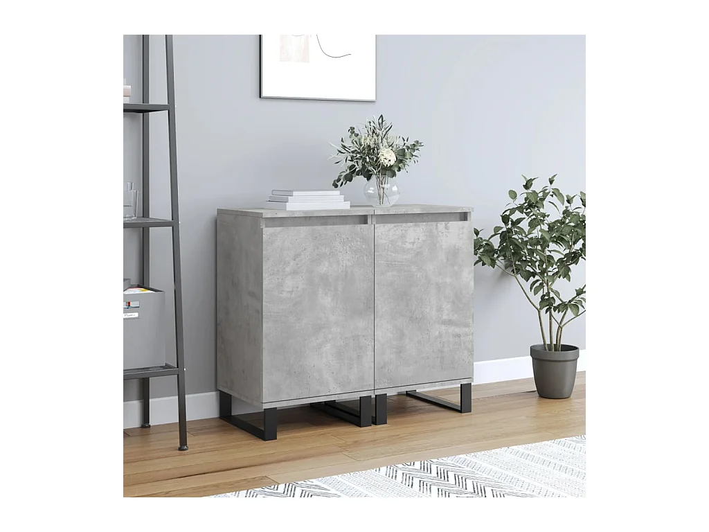 Buffets | Bahuts | Meuble de rangement 2 pcs gris béton 40x35x70 cm bois d'ingénierie