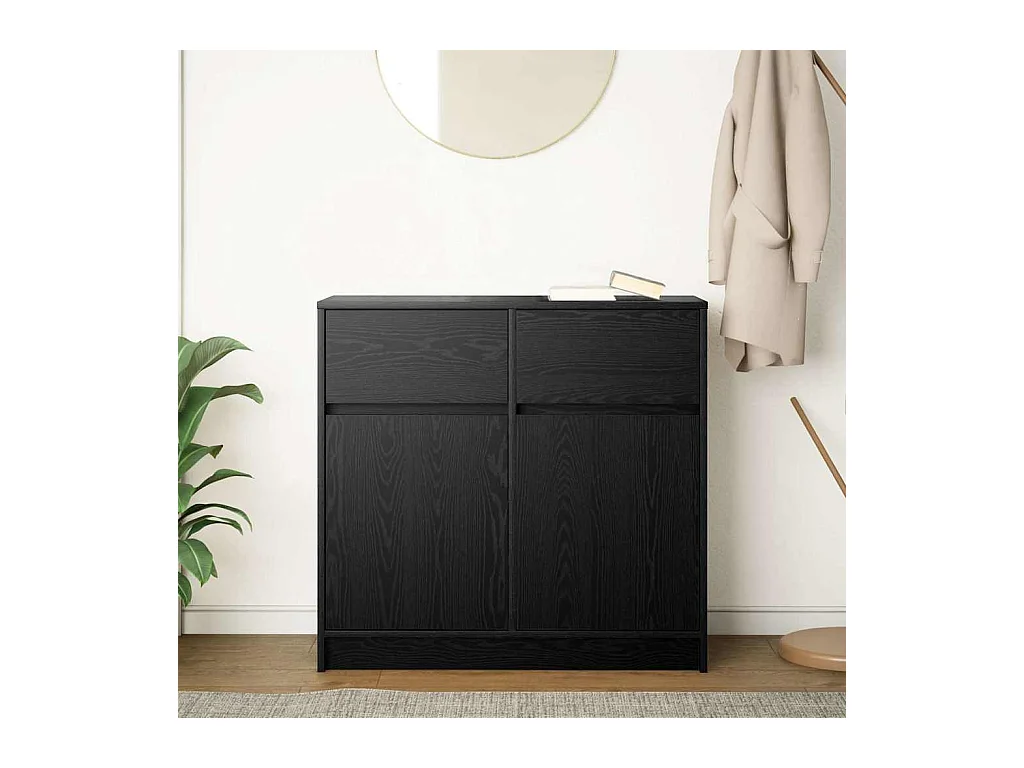 Buffet | Commode à tiroir | Meuble de rangement avec tiroir chêne noir 80x34x76 cm bois d'ingénierie