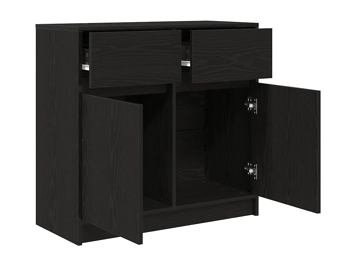 Buffet | Commode à tiroir | Meuble de rangement avec tiroir chêne noir 80x34x76 cm bois d'ingénierie