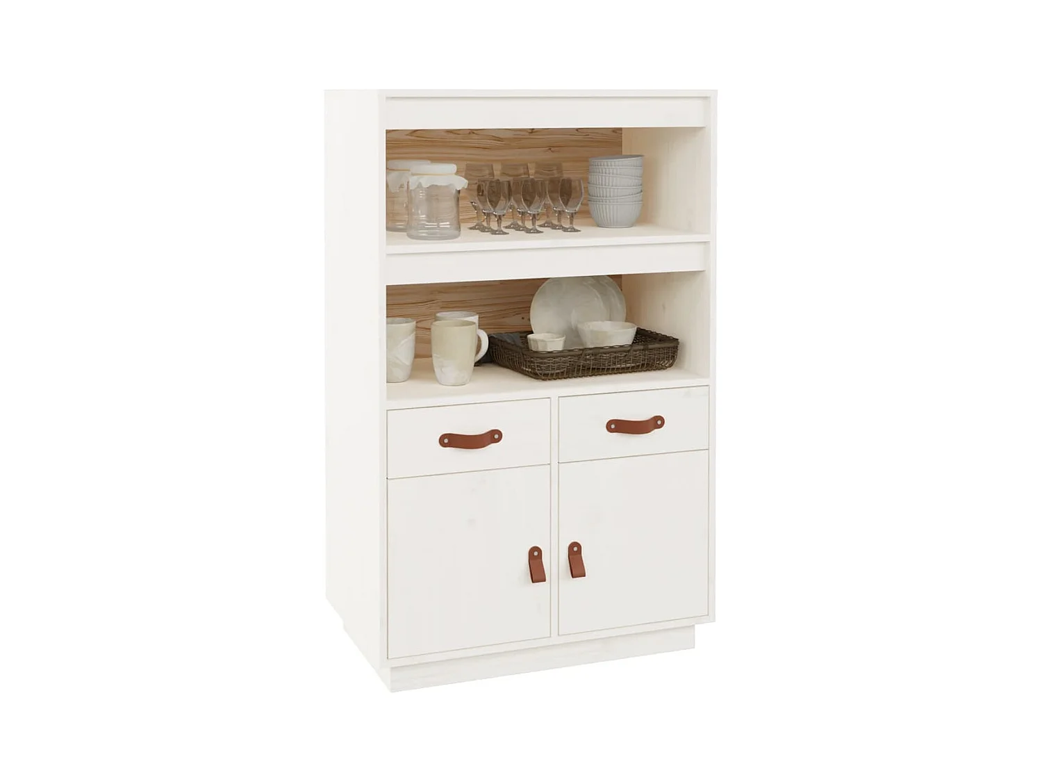 Buffet | Bahut | Meuble de rangement haut Blanc 67x40x108,5 cm Bois massif de pin