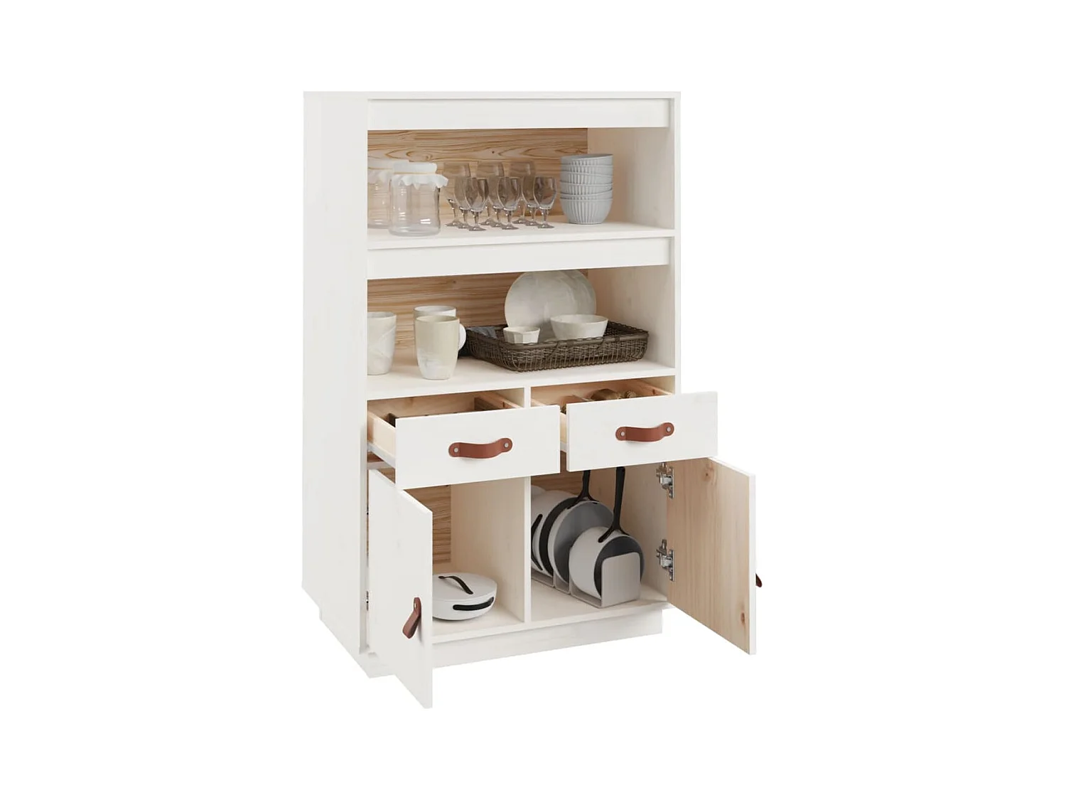 Buffet | Bahut | Meuble de rangement haut Blanc 67x40x108,5 cm Bois massif de pin