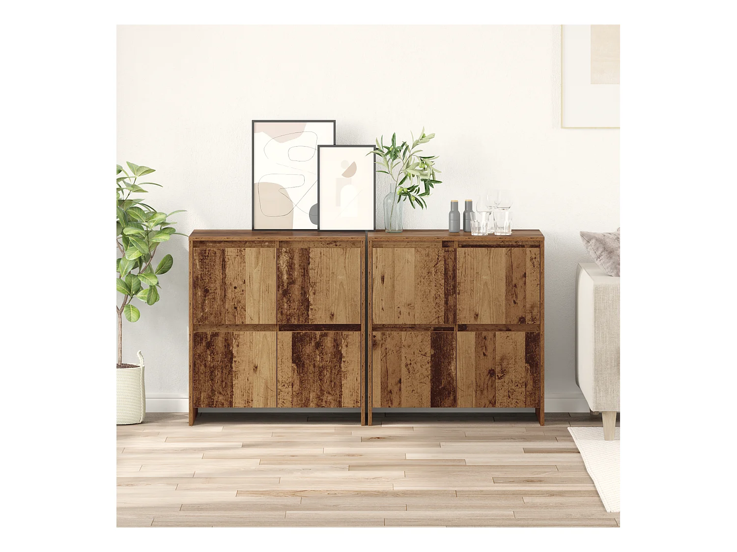 Buffet | Bahut | Meuble de rangement 2 pcs Bois ancien 70 x 41 x 75 cm Bois d'ingénierie