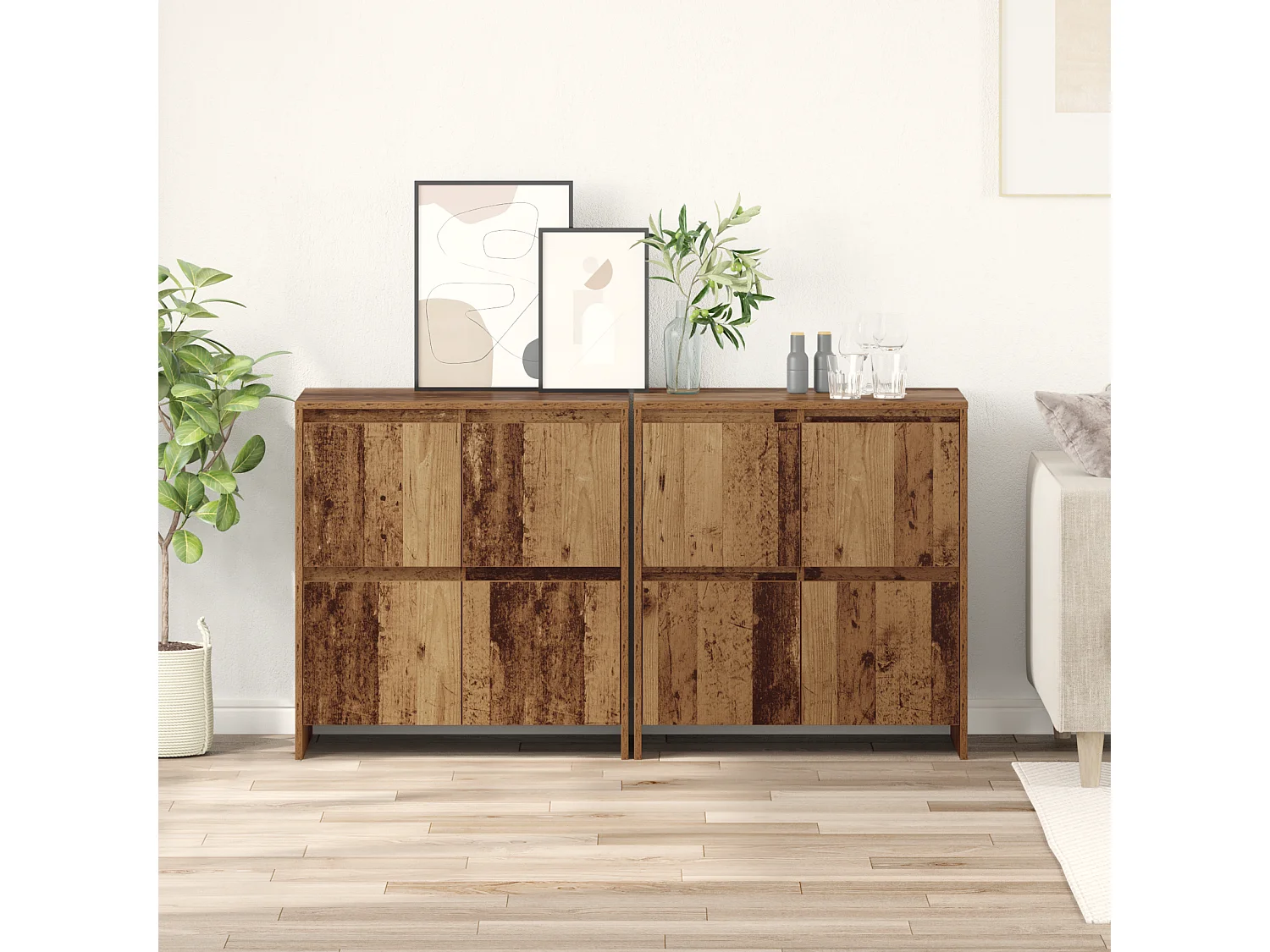 Credenza | Buffet | Armadio 2 pcs Legno vecchio 70 x 41 x 75 cm Legno multistrato