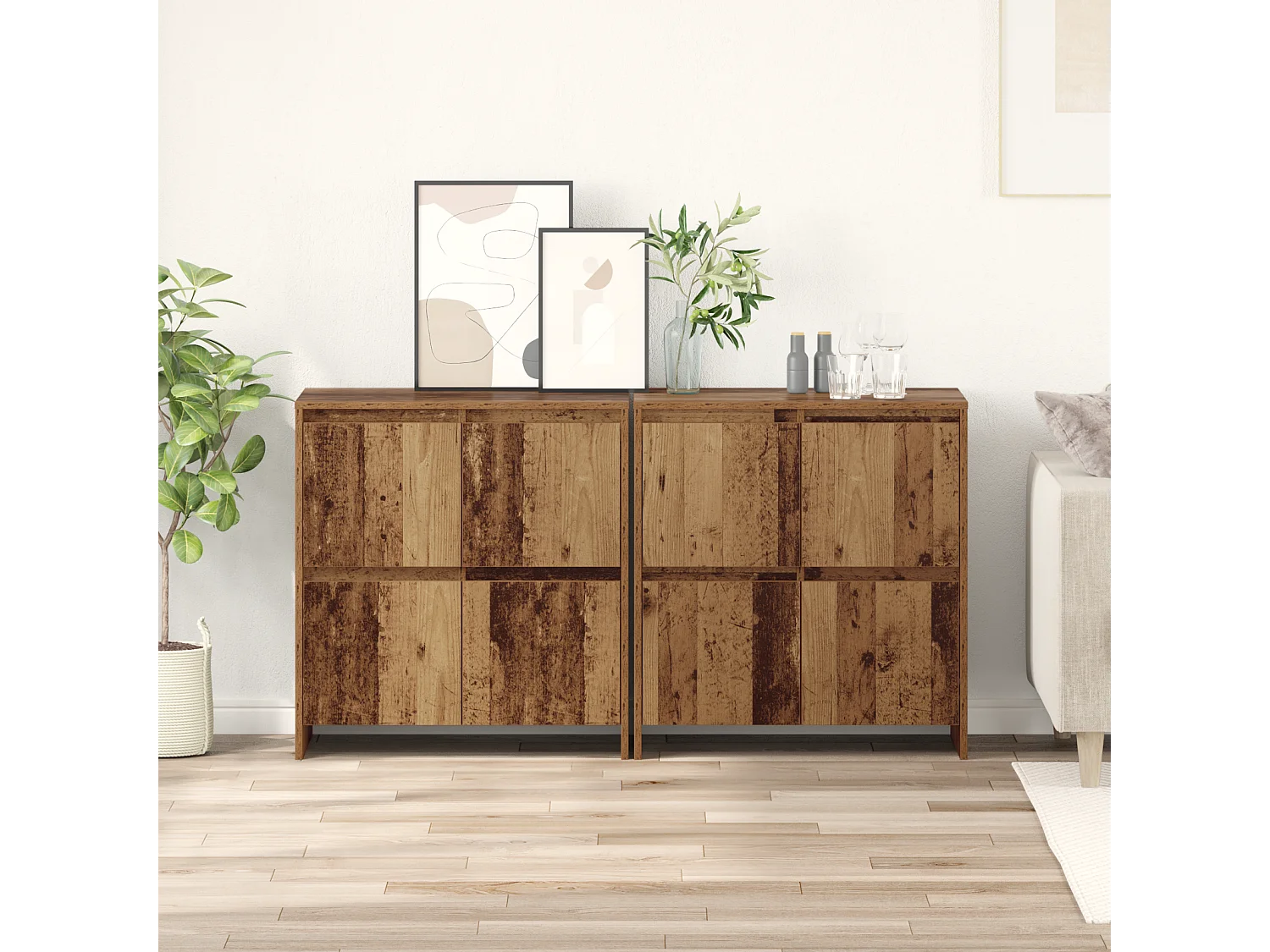 Buffet | Bahut | Meuble de rangement 2 pcs Bois ancien 70 x 41 x 75 cm Bois d'ingénierie